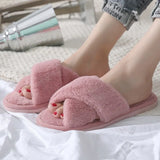 Mixed Colors Fluffy Slippers Autumn Winter Home Slippers Women Furry Fur Slides Outdoor Women's Sandals 2021 Flip
