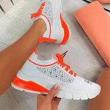 Women Flats Ladies Sports Shoes for Female Fashion Rhinestone 2021 New Lace Up Running Walking Casual Vulcanized