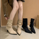 Breakj Tips High Heels Folding Pile Boots Children 2025 New Belt Buckle Thin Short