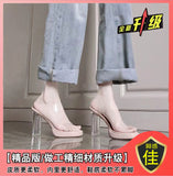 Breakj Man Not Tired Feet High-Heeled Women's Sandals 2025 Summer New Transparent Design Crystal Cool Slippers
