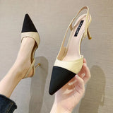 High Heels Women Shoes Dress Shoes High Quality Flock Shallow Women Sandals Summer Shoes Simple Pointed Toe Ladies