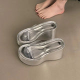 Transparent High Heels Slippers Women Wedges Shoes Platform Sandals 2024 Summer Slides Flip Flops Slingback Pumps