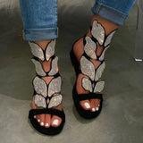Drill Flat Bottom Clasp Large Size Women's Sandals At