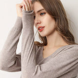 Sweater 2020 New V-neck Female Long-sleeved Knitted Pullover Jumper Pull Femme Clothes White Loose Thin Good