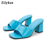 2022 New Women Slipper Summer Outdoor Sandal Square High Heel Slip On Flip Flop Elegant Women Slides Sandal size 41