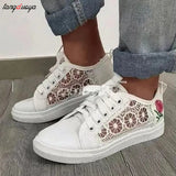 Women Shoes 2022 Fashion Summer Casual White Shoes Cutouts Lace Canvas Hollow Breathable Platform Flat Shoes Woman Sneakers