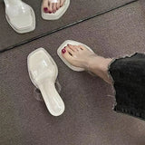 Breakj Slippers Women 2025 New Summer Wearing Fairy Style Transparent Crystal And Waterproof Table Coarse And Cold