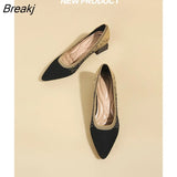 Knitting Single Shoes Pointed Toe Low Heels Shoes Women Spring And Autumn Small High