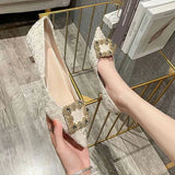 2022 Women Pumps Pointed Toe Square Rhinestone Crystal High Heels Woman Wedding Pumps Mules Dress Women Shoes Kopmkp