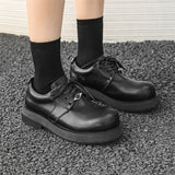 Breakj Shoes Thick Platform Round Head Comfortable Big Head Men's Shoes Locomotive Shoes Nightclub Handsome Boy Barber Men's Shoes