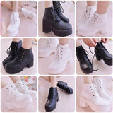 Size 35-41 Short Boots Round Head Black And White Thick-Heeled High-Heeled Cos Martin Boots In Spring And