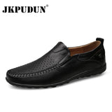 Italian Men Casual Shoes Summer Genuine Leather Men Loafers Moccasins Slip On Men's Flats Breathable Male Driving