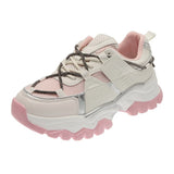 Mesh Chunky Sneakers Casual Shoes Women Sneakers Comfortable Thick Sole White Flats Platform Sneakers Round Toe Lace