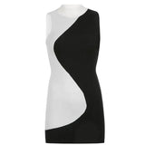 Summer Vintage Knitted Tank Dress Women Summer Casual Sleeveless Bodycon Short Dresses Ladies Elegant Fashion