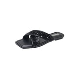 Breakj Size Fashion Sequins Flat Slippers Female Summer Outside Wear 2024 New Flat Cross Flip-Flops Beach