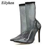 2023 New Women High Heel Ankle Boots Sandals Sexy Pointed Toe Elastic Booties Female Stiletto Summer Botas De