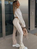 Flare Pants For Women Patchwork Sexy Soft Women High Waist 2021 Autumn Fitness Casual Fashion Elastic Pantalones