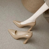 Super High Heels 2023 New Pointed Shallow Patent Leather Stilettos Fashion Women Thin Heel Platform Work Shoes