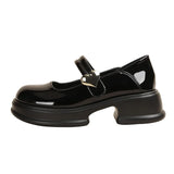 Breakj Sole Loafers Female Retro British Style Pine Platform Small Leather Shoes Thick Heel Mary Jane Single Shoes Casual