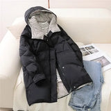 Winter Soft Fluffy Hooded Splicing Colour New Down Jacket Women White Duck Down Warm Coat Loose Warm Bread Clothes
