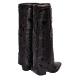 Breakj New 2023 Thick Heel Boots Color Show Western Boots Women's Full Cowhide Plus Size Martin