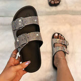 Women's Shoes Outside Casual Slippers 2021 Fashion Colorful Buckle Bling Female Flat Sandals Summer Ladies