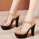 Woman Sexy High Heels Ladies Summer Dress Shoes For Women Female Leather Platform Wedge Heel Elegant Sandal 32 35 36 37