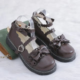 shoes women bow women's shoes heel round head women shoes comfortable kawaii girl loli cosplay shoes detachable