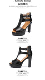 Open Head Thick Bottom 10cm Block Heel Platform Shoes Summer 2022 Small Plus Size 32-43 High Heels Gladiator Sandals