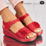 Slope Heel Sandals Women's 2023 Summer New Hollowed-Out Flowers Thick Soles Sandals Beach Women's
