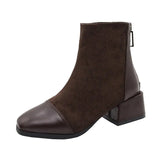 Breakj Boots Women's Autumn 2025 British Style Coarse And Retro Short Boots Before The Zipper Boots Children Retro Style