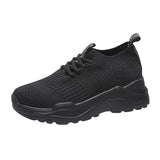 Casual Shoes Sneakers Thick Bottom Spring Summer Knitted Breathable Running Shoes Light Solid Female Vulcanized