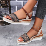 Breakj Summer New National Style With Sandals Platform Heel Buckle Large Size