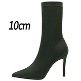 Shoes Women Boots Fashion Ankle Boots Pointed Toe Stretch Boots Autumn Stiletto Socks Boots High Heels Ladies Shoes