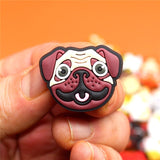 Sale 1pc Animals PVC Shoe Charms Shoe Buckle Accessories Cute Pug Face Shoe Decoration for croc jibz Kid's Party