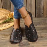 Breakj Large-Size Hollow Carved Flat Sole Single Shoes Round Head Lazy One Foot Pedal Low Help Shallow Boat