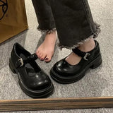 Womens Derby Shoes Autumn Female Footwear Clogs Platform Leather Fall Dress New Creepers Retro Basic Mary Janes Rubber PU Hoof