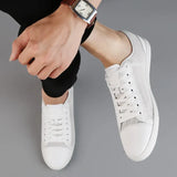 Genuine Leather Men's Flats shoes Leisure Trend Korean Version Solid black White summer breathable Men Casual