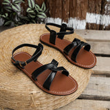 Breakj Sandals Women 2023 Summer Round Head Solid Color One-Line Soft Bottom Comfortable Large Size