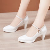 Model Catwalk High Heels Women's Waterproof Table Tip Large Size 40-43 Fine Heels Professional Single Shoes Work
