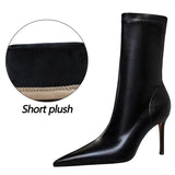 Shoes Pu Leather Boots Women Ankle Boots Sexy High-heel Boots Autumn Winter Shoes Short Boots Plus Size 43 Women