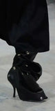 Breakj New High Heel Pointed Metal Rivet Jeans Splicing Two Wear Pile And Knee Boots Large Size Women's