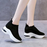 Women Sneakers Breathable Female Knitted Shoes Thick Bottom Walking Shoes Soft Comfortable Spring Air Cushion Summer Casual