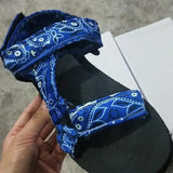Flat Sandals graffiti Bandana Shoes Summer Outdoor Platform Sandals Open Toe Cute Bow Casual Ladies Beach Shoes