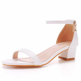 Breakj Cm Thick Heeled Light Mouth With Sandals Round Head Square Thick Heel Sandals White Bridal Wedding Dress