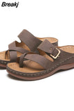 Summer New Retro Wedge Platform Slippers For Women Fashion Casual Clip Toe Flip Flops Belt Buckle Comfortable Ladies