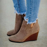 Breakj Autumn And Winter New Flat Bottom Slope And Short Boots Women Retro Horse Chelsea Boots Large Size Women's