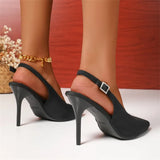 Breakj Women 2025 Summer New High-Heeled Shoes Buckle Women's Shoes Fashion Fine Heel Tip Head
