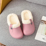 Men's Home Slippers For Woman Plush Waterproof Warm Fur Slippers Clogs Lovers Home Slippers Indoor Floor Shoes For