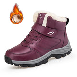 o'clock Winter Couple Casual Boots Stylish Leather High-top Sneaker For Men Outdoor Quality Warm Plush Lined Female